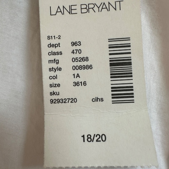 NWT Lane Bryant White Cotton V Neck Blouse Pom Pom Tunic Boho 18/20 - Picture 13 of 14